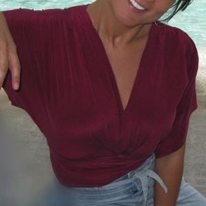 100% silk deep magenta butterfly top